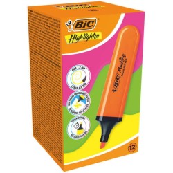 Bic Marking Highlighter Flat Fluorescent Highlighter - Chisel Tip - Line Width between 1.70 and 4.80 mm - Water-Based Ink