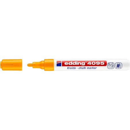 Edding 4095 Marcador de Giz Líquido - Ponta Redonda - Traço entre 2 e 3mm - Odor Neutro - Cor Laranja Néon