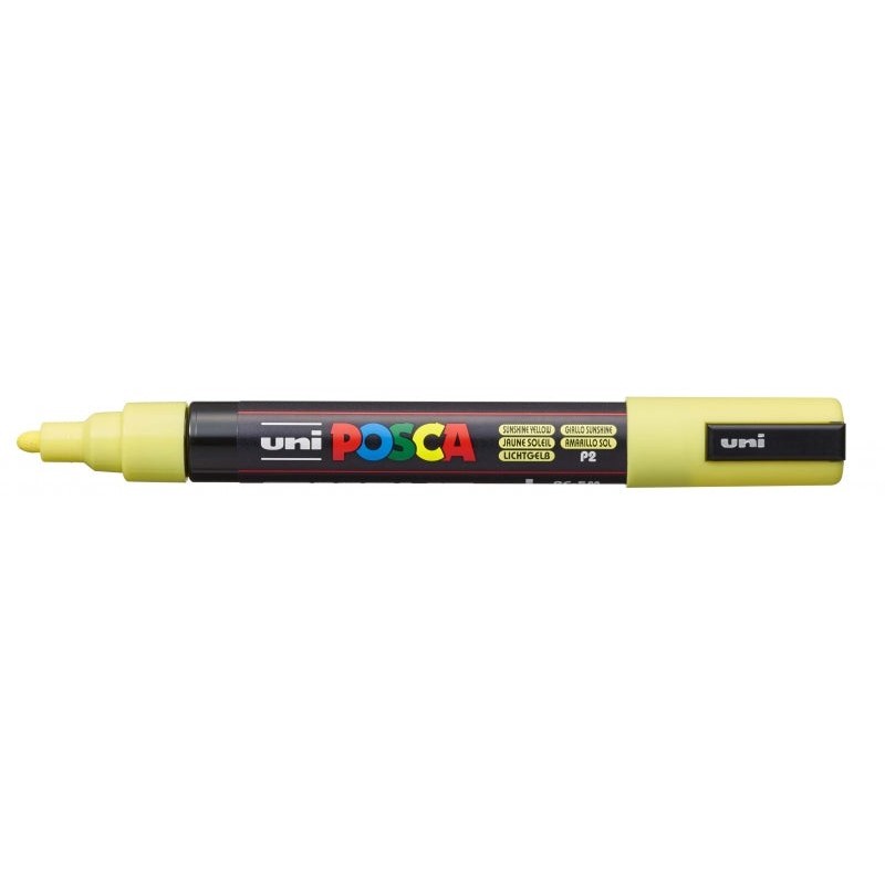 Posca PC-5M Marqueur Peinture - Pointe en Polyester 1.8-2.5mm - Encre à Base d'Eau - Résistant à la Lumière - Couleur Jaune
