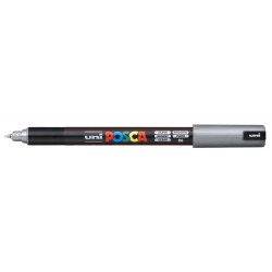 Posca PC-1MR Paint Marker - 0.7mm Fibre Roller Tip - Water-Based Pigmented Ink - Light Resistant - Silver Colour