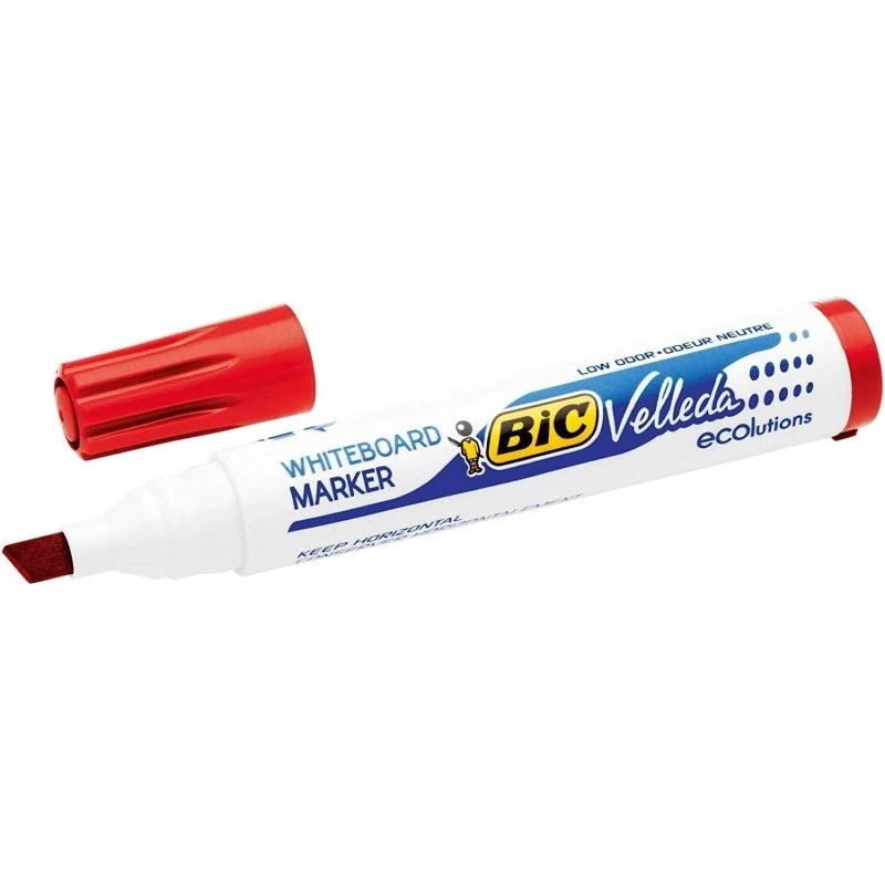 Bic Velleda 1751 ECOlutions Marcadores para Quadro Branco - Ponta Biselada - Traço entre 3mm e 5,5mm - Tinta com Base de Álcool