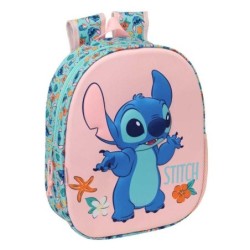 Safta Stitch Sac à Dos 3D - Porte-Bouteille - Bretelles Rembourrées - Poignée de Main Supérieure - 27x33x10cm - Couleur Rose