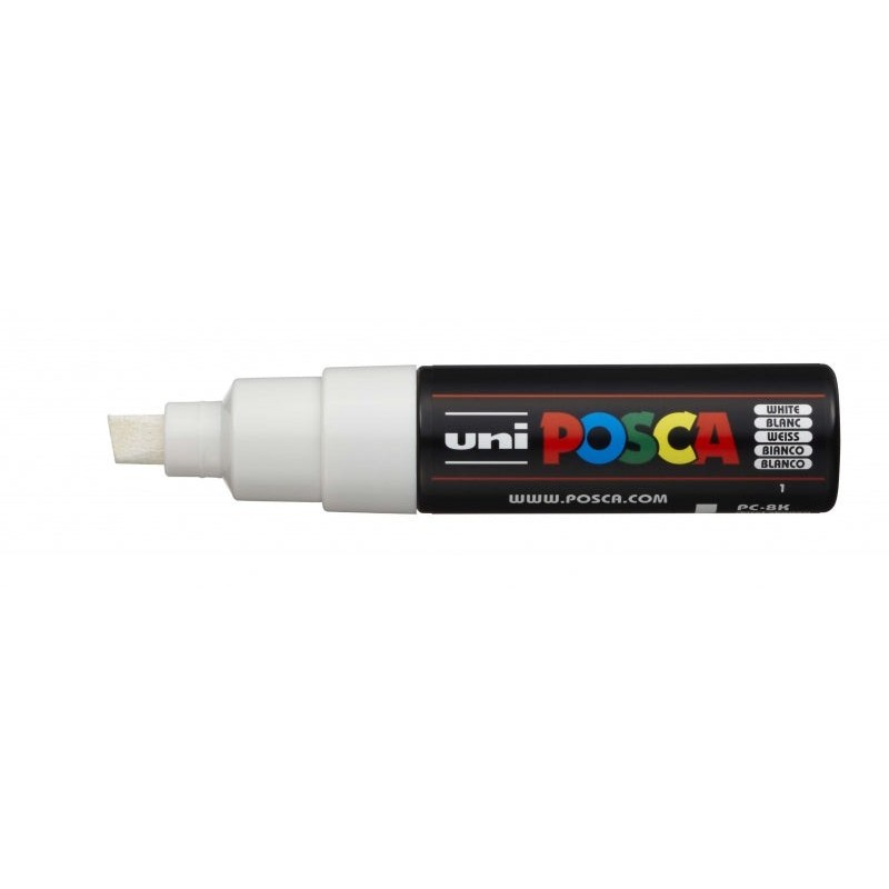 Posca PC-8K Marcador de Pintura - Punta Biselada Acrilica 8mm - Tinta Base al Agua - No Permanente - Resistente a la Luz