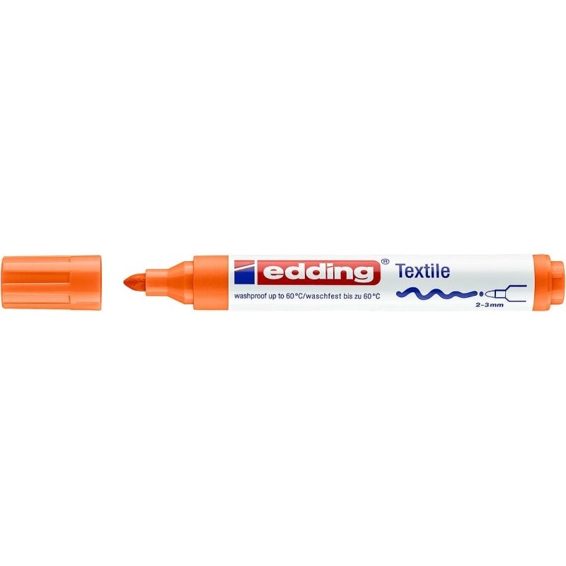Edding 4500 Rotulador Permanente para Textil - Punta Redonda - Trazo entre 2 y 3mm - Olor Neutro - Secado Rapido - Color Naranja