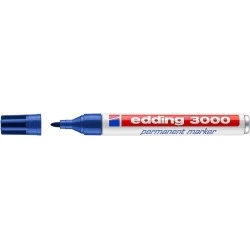 Edding 3000 Marcador Permanente - Ponta Redonda de 1.5mm - Traço entre 1.5 e 3mm - Recarregável - Secagem Rápida - Cor Azul