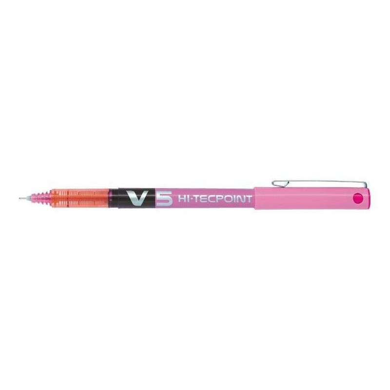 Pilot Stylo à Bille à Encre Liquide V5 HI-Tecpoint Rollerball - Pointe Fine Aiguille 0.5mm - Tracé 0.3mm - Couleur Rose