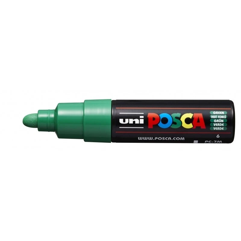Posca PC-7M Marqueur Peinture à Base d'Eau - Pointe Ogive 4.5-5.5mm - Encre Pigmentée - Résistant à la Lumière - Couleur Vert