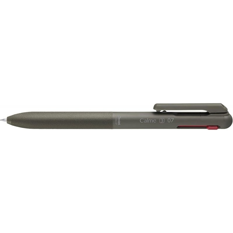 Pentel Calme Esferográfica Retrátil de 3 Cores 0,7mm - Corpo de Cor Verde - Cores de Tinta Azul, Vermelho e Preto