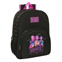 Safta K-Pop Demon Hunters Sac à Dos - Adaptable au Chariot - Poche Frontale - Porte-bouteille - Fermeture Éclair à Double
