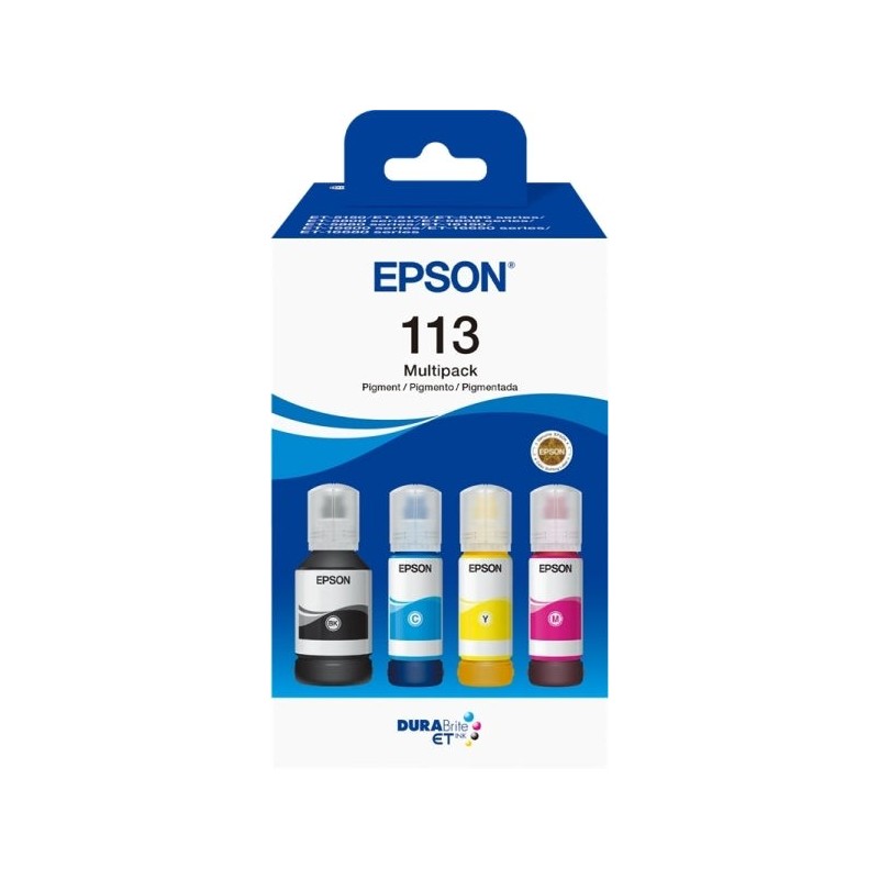 Epson 113 Pack of 4 Original Pigment Ink Bottles - C13T06B640