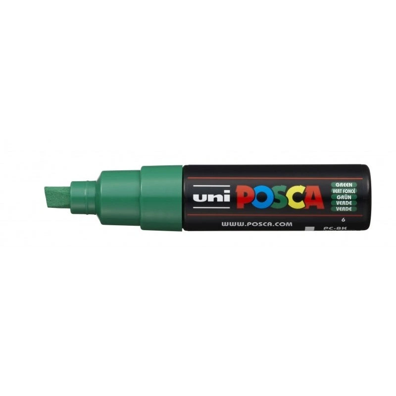Posca PC-8K Water-Based Paint Marker - Acrylic Chisel Tip 8mm - Broad Line - Light Resistant - Green