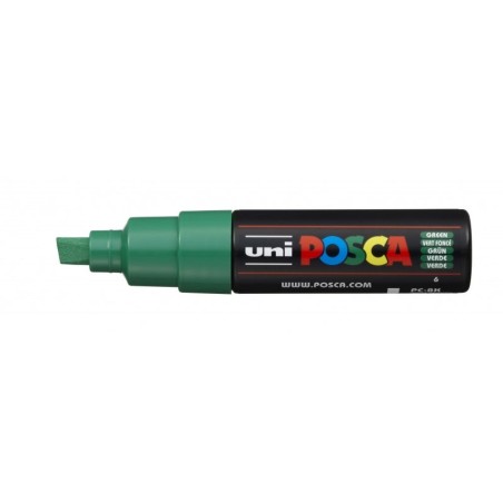 Posca PC-8K Water-Based Paint Marker - Acrylic Chisel Tip 8mm - Broad Line - Light Resistant - Green