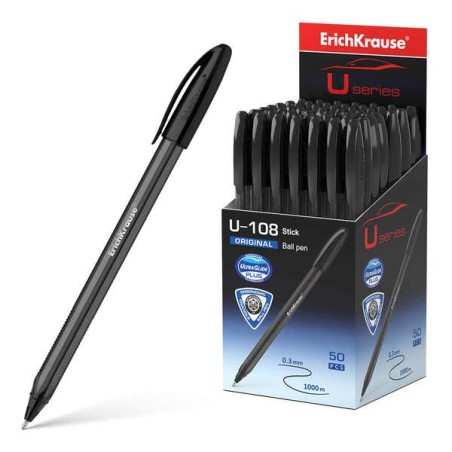 Erichkrause U-108 Boligrafo Clasico - Punta de Bola 1.0mm - Trazo de 0.3mm - Tapa Ventilada - Cuerpo Translucido y Tintado