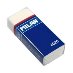 Milan 4020 Gomme à Effacer Rectangulaire - Mie de Pain - Caoutchouc Synthétique Souple - Bande en Carton Bleue - Emballée