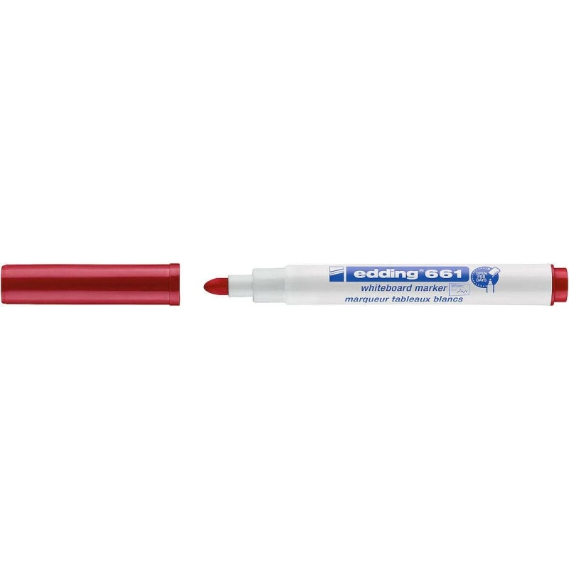 Edding 661 Marcador para Quadro Branco - Ponta Redonda - Traço entre 1 e 2 mm. - Tinta Pigmentada - Apagável a Seco - Cor