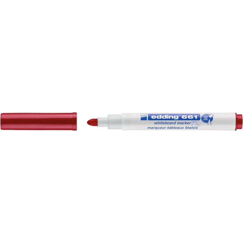 Edding 661 Whiteboard Marker - Bullet Tip - Line Width between 1 and 2 mm - Pigmented Ink - Dry Erasable - Red