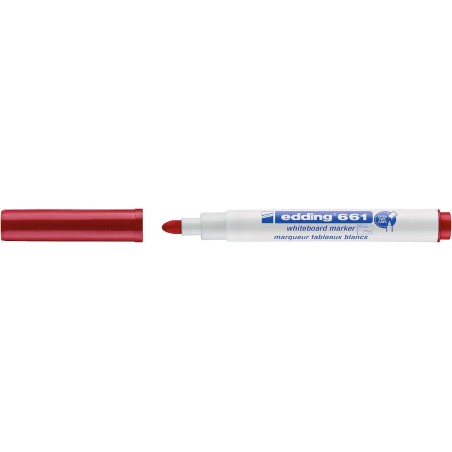 Edding 661 Whiteboard Marker - Bullet Tip - Line Width between 1 and 2 mm - Pigmented Ink - Dry Erasable - Red