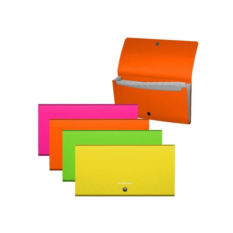 Erichkrause Clasificadores Matt Neon - 12 Fundas - Tamaño Cheque - Colores Surtidos