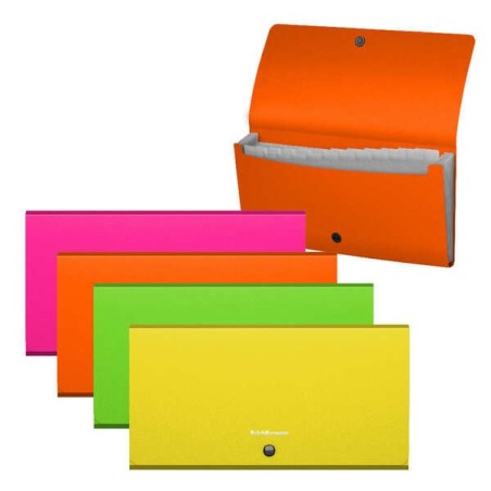 Erichkrause Protège-Documents Matt Neon - 12 Pochettes - Format Chèque - Coloris Assortis