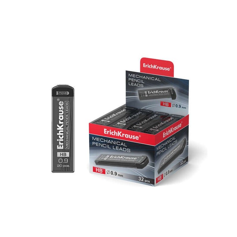 Erichkrause Pack de 20 Minas HB de Recarga para Lapiseira - Espessura 0,9mm - Cor Preto
