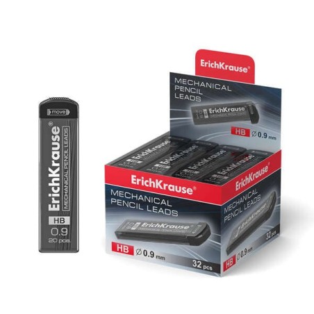 Erichkrause Pack de 20 Minas HB de Recarga para Lapiseira - Espessura 0,9mm - Cor Preto