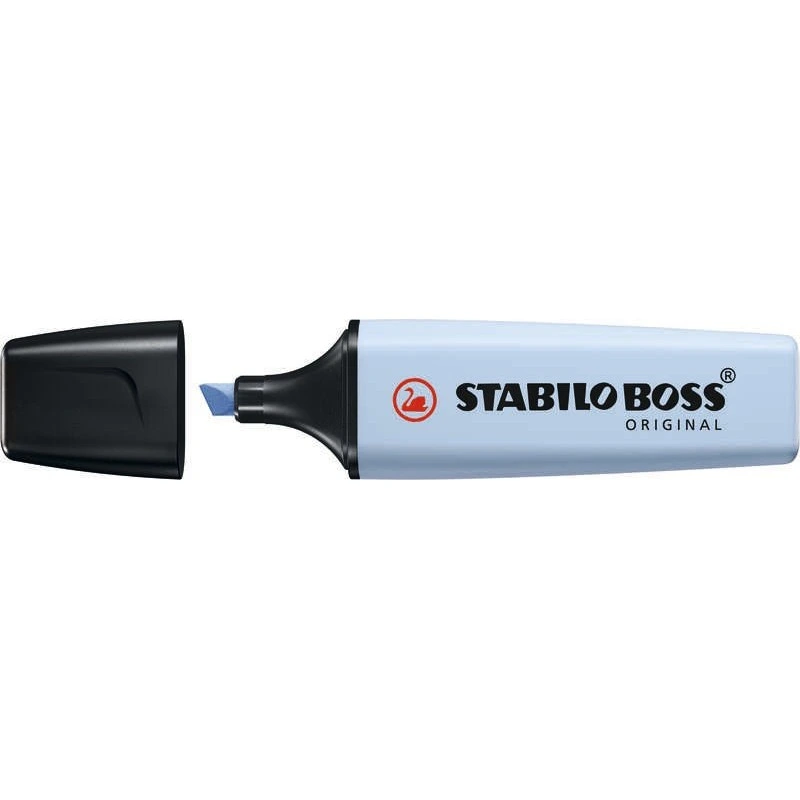 Stabilo Boss 70 Pastel Fluorescent Highlighter Marker - 2 to 5mm Line Width - Refillable - Water-Based Ink - Cloudy Blue Colour