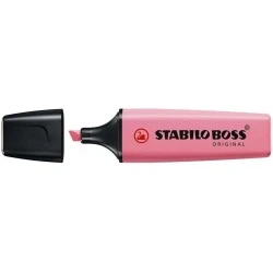 Stabilo Boss 70 Pastel Surligneur Fluorescent - Tracé entre 2 et 5mm - Rechargeable - Encre à Base d'Eau - Coloris Rose