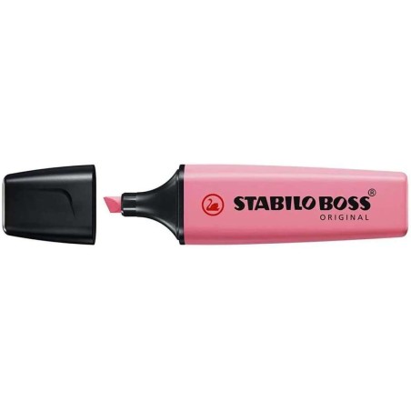 Stabilo Boss 70 Pastel Surligneur Fluorescent - Tracé entre 2 et 5mm - Rechargeable - Encre à Base d'Eau - Coloris Rose