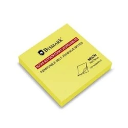 Bismark Pad of 100 Adhesive Notes 76x76mm - Colour Neon Yellow