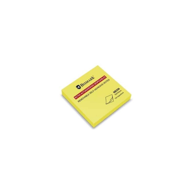 Bismark Bloco de 100 Notas Adesivas 76x76mm - Cor Amarelo Néon