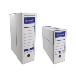 Bismark Permanent Archive Box Folio Size 10x36.5x25.5cm - Corrugated Cardboard - Double Eyelets - White