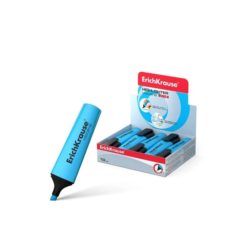 Erichkrause Visioline V-12 Marcador Fluorescente - Ponta Biselada - Tinta à Base de Água - Cor Azul