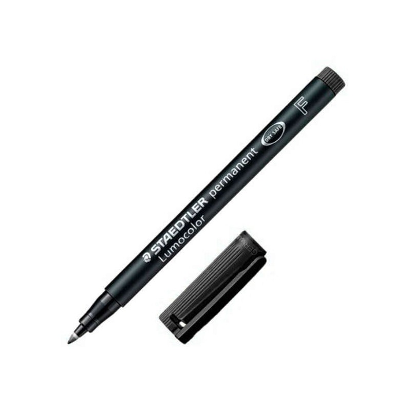 Staedtler Lumocolor 318 Permanent Marker - Fine Round Tip - 0.6mm Line - Cap with Clip - Quick Drying - Black
