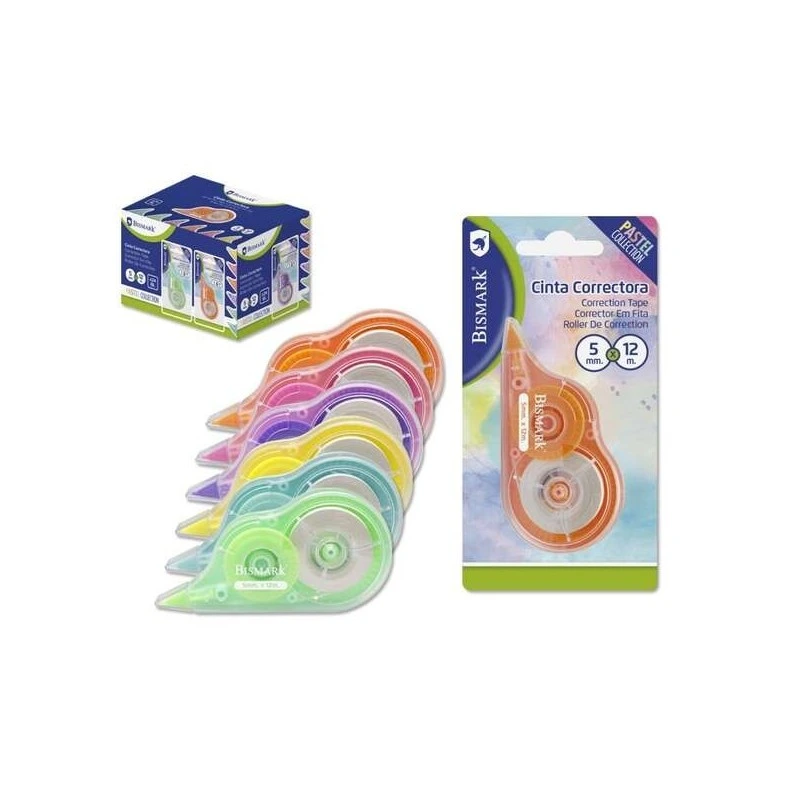 Bismark Ruban Correcteur 5mm x 12m - Coloris Pastel Assortis