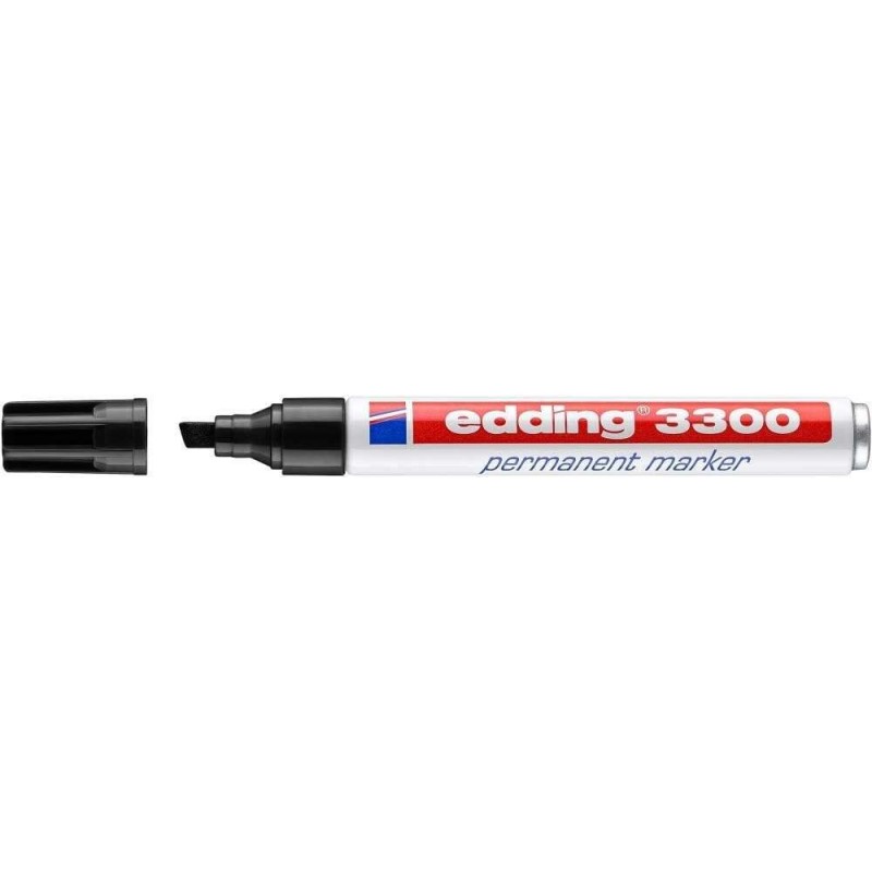 Edding 3300 Marqueur Permanent - Pointe Biseautée - Trait entre 1 et 5 mm. - Encre Presque Inodore - Séchage Rapide - Couleur