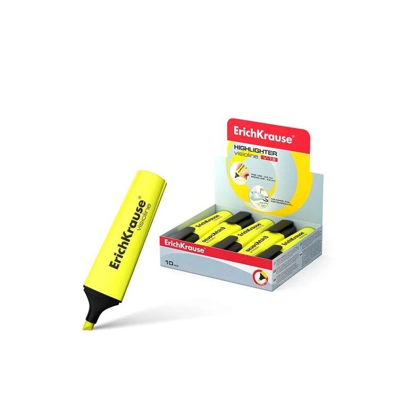 ErichKrause Visioline V-12 Highlighter - Chisel Tip - Water-Based Ink - Yellow