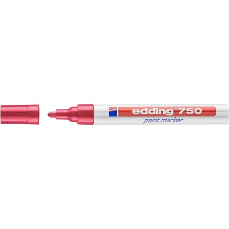 Edding 750 Marqueur Permanent - Pointe Ronde - Tracé entre 2 et 4 mm. - Encre Opaque - Séchage Rapide - Couleur Rouge