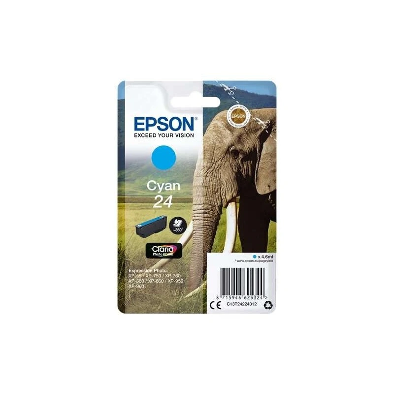 Epson T2422 (24) Cyan Ink Cartridge Original - C13T24224012