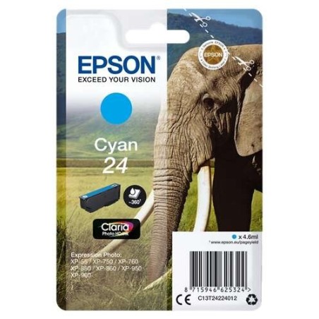 Epson T2422 (24) Cyan Ink Cartridge Original - C13T24224012
