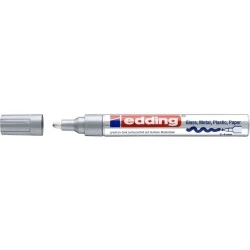 Edding 750 Marqueur Permanent - Pointe Ronde - Tracé entre 2 et 4 mm. - Encre Opaque - Séchage Rapide - Couleur Argent