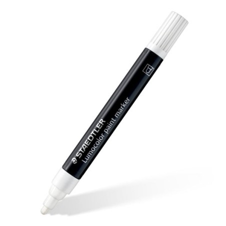 Staedtler Lumocolor 349 Permanent Acrylic Marker - Line Width 2.4 mm approx. - Water-Based Ink - Colour White