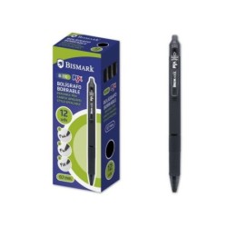 Bismark Fix Retractable Erasable Ballpoint Pen - Fine 0.7mm Tip - With Clip - Colour Black