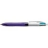 Bic 4 Colours Grip Fashion Boligrafo Retractil con Grip - Punta Media de 1mm - Trazo de 0.4mm - Tinta con Base de Aceite