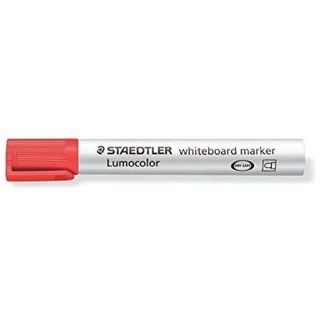Staedtler Lumocolor 351 Rotulador para Pizarra - Punta Redonda - Trazo 2mm - Capuchon con Clip - Color Rojo