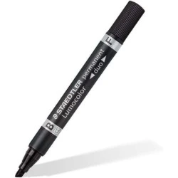 Staedtler Lumocolor 348 Marqueur Permanent à Double Pointe F de 0,6mm et M Biseautée de 1,5-4mm - Séchage Rapide - Couleur Noir