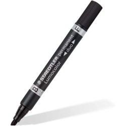 Staedtler Lumocolor 348 Rotulador Permanente de Doble Punta F de 0,6mm y M Biselada de 1,5-4mm - Secado Rapido - Color Negro