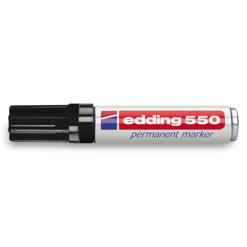 Edding 550 Marqueur Permanent - Pointe Ronde - Trait entre 3 et 4 mm. - Rechargeable - Séchage Rapide - Couleur Noir