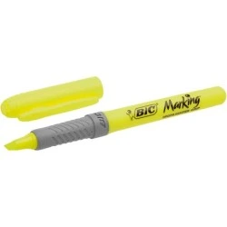 Bic Highlighter Grip Highlighter - Water-Based Ink - Chisel Tip - 1.60 to 3.30 mm Line Width - Yellow