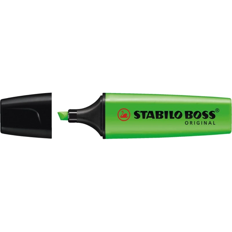 Stabilo Boss 70 Fluorescent Highlighter Marker - 2 to 5mm Line Width - Refillable - Water-Based Ink - Fluorescent Green