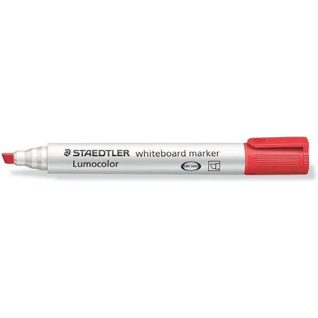 Staedtler Lumocolor 351 Marqueur pour Tableau Blanc - Pointe Biseautée 2 - 5mm Environ - Séchage Rapide - Couleur Rouge